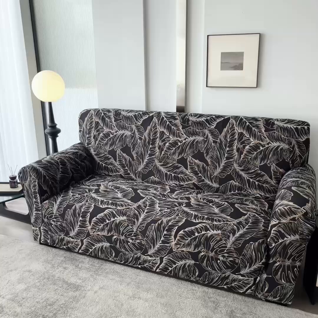 91家纺网 家纺一手货源 找家纺 雅竹家纺 牛奶丝印花沙发套 繁叶