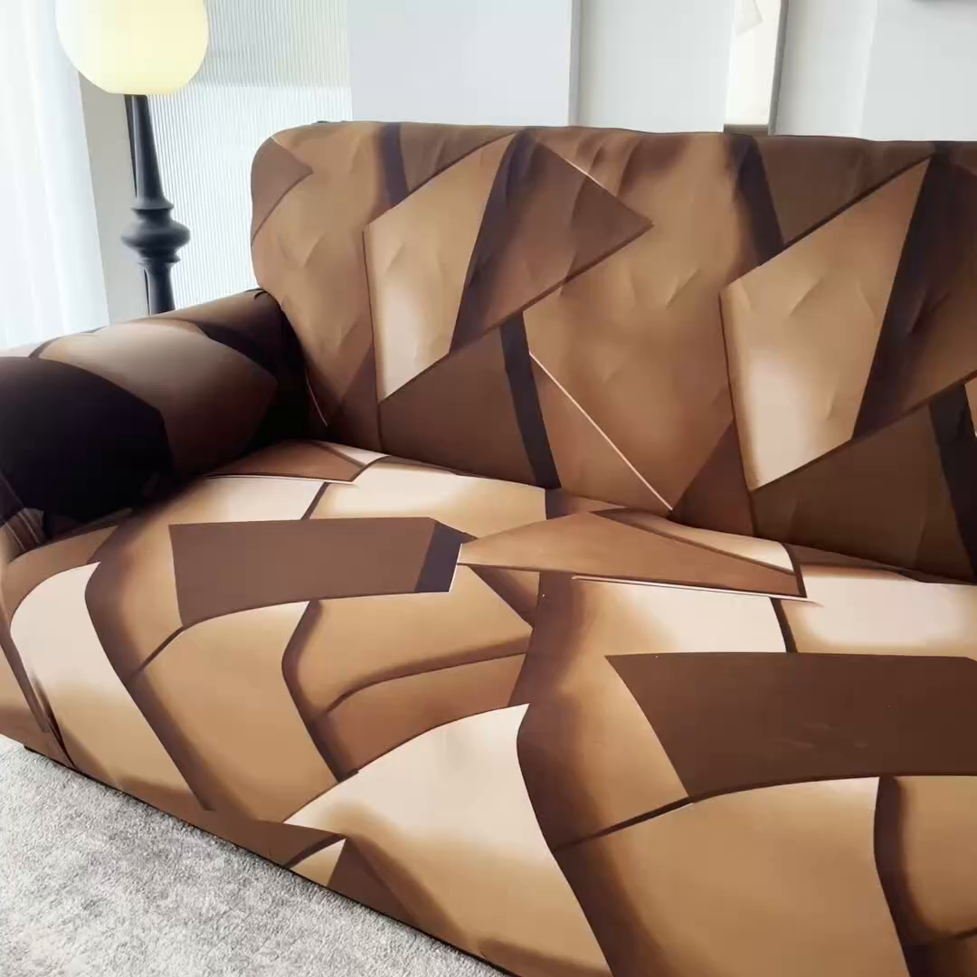 91家纺网 家纺一手货源 找家纺 雅竹家纺 牛奶丝印花沙发套 方糖-咖