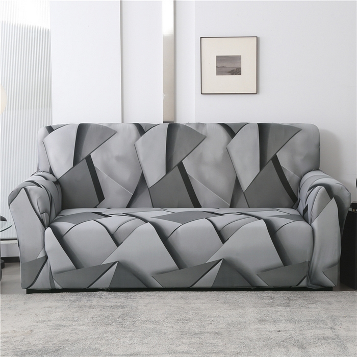 雅竹家纺 牛奶丝印花沙发套 方糖-浅灰