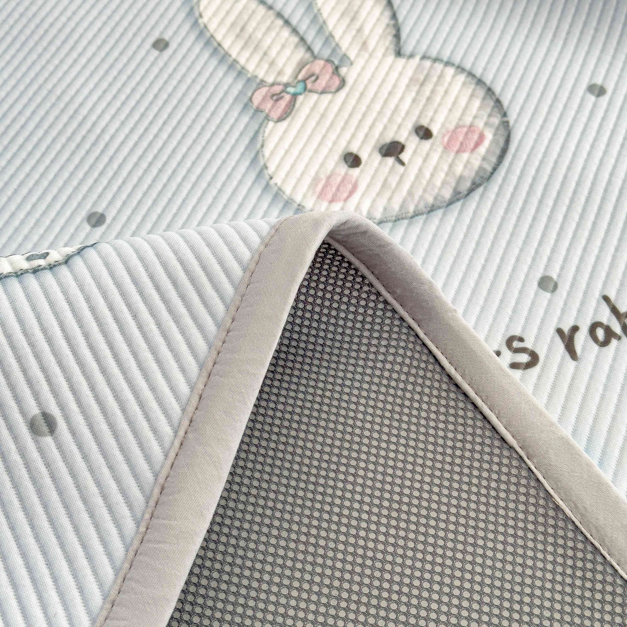 91家纺网 家纺一手货源 找家纺 孩子王家纺 2026春夏新款豆豆席卡通凉感值过0.21可机洗夏天学生宿舍单人空调软席凉席席子 波点星星兔 床单款