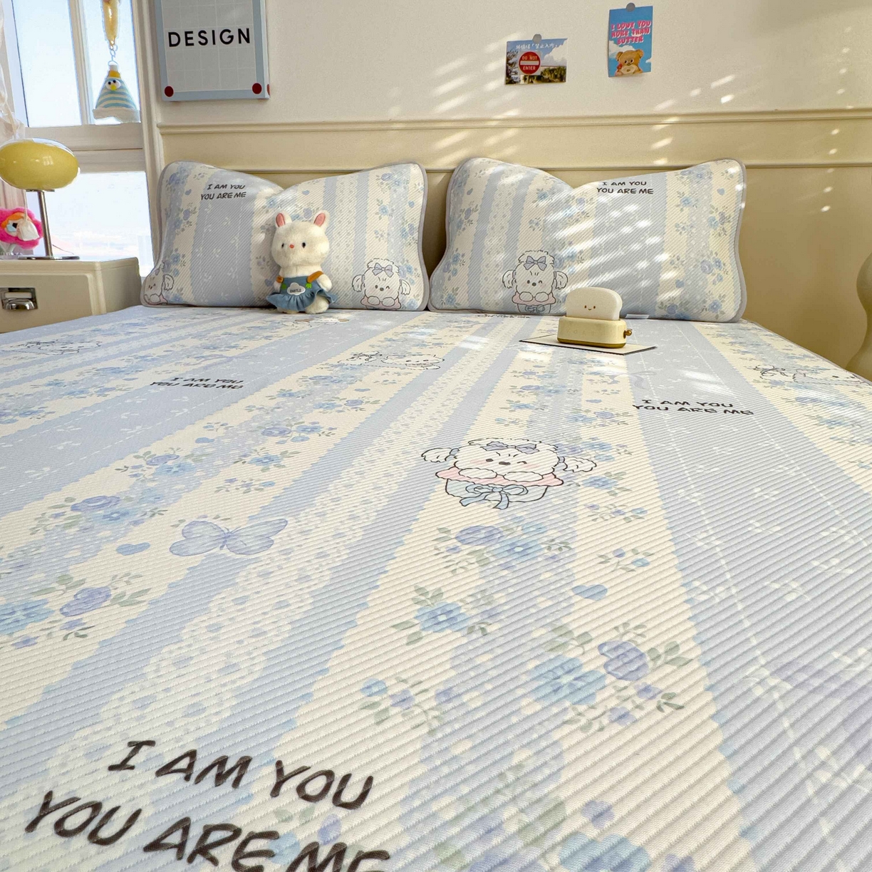 91家纺网 家纺一手货源 找家纺 孩子王家纺 2026春夏新款豆豆席卡通凉感值过0.21可机洗夏天学生宿舍单人空调软席凉席席子 花园物语 床单款