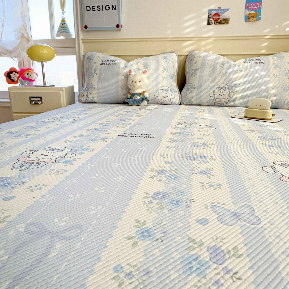 91家纺网 家纺一手货源 找家纺 孩子王家纺 2026春夏新款豆豆席卡通凉感值过0.21可机洗夏天学生宿舍单人空调软席凉席席子 花园物语 床单款