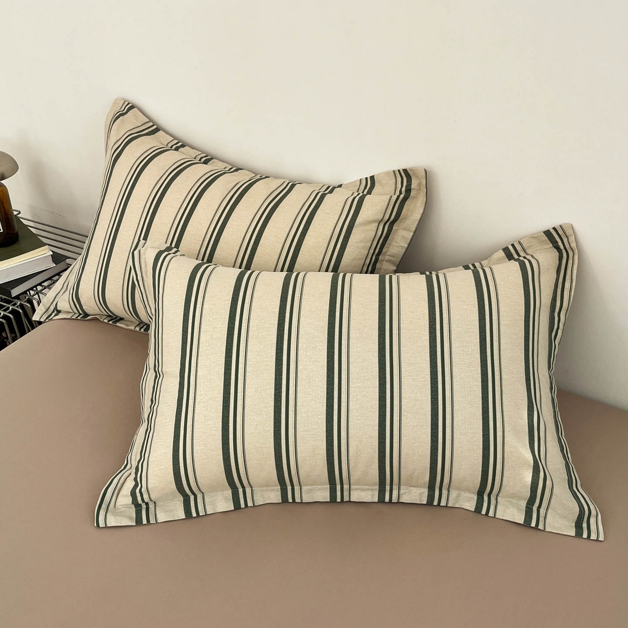 91家纺网 家纺一手货源 找家纺 涵宸家纺 2026新款全棉印花简约四件套 复古绿条