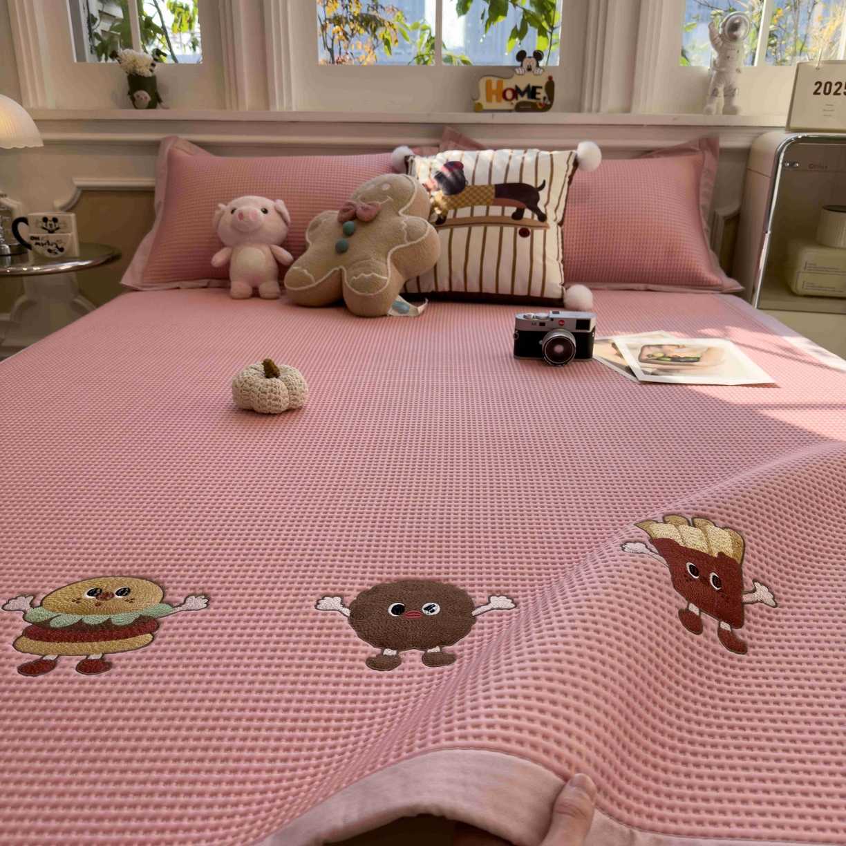 孩子王家纺 2026春夏新款乙纶冰豆豆凉席凉感值过0.21冰丝席-华夫格绣花空调软席凉席席子 可可喵派 床单款