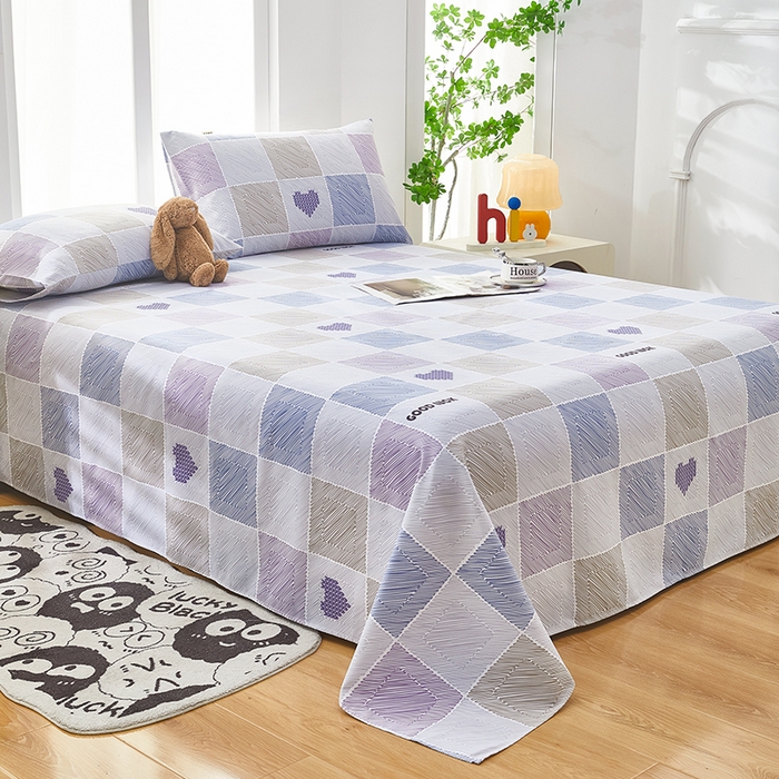 91家纺网 家纺一手货源 找家纺 蕾诺家纺 2026新款老粗布加厚全包防滑床单可组合三件套 格滤