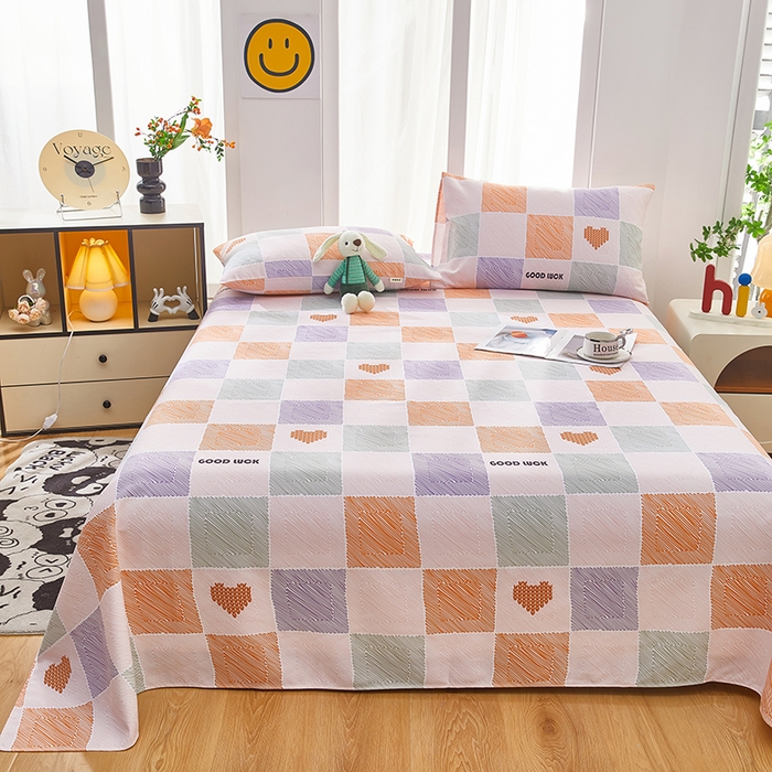 91家纺网 家纺一手货源 找家纺 蕾诺家纺 2026新款老粗布加厚全包防滑床单可组合三件套 格缘