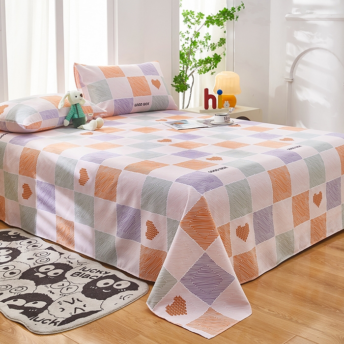 91家纺网 家纺一手货源 找家纺 蕾诺家纺 2026新款老粗布加厚全包防滑床单可组合三件套 格缘