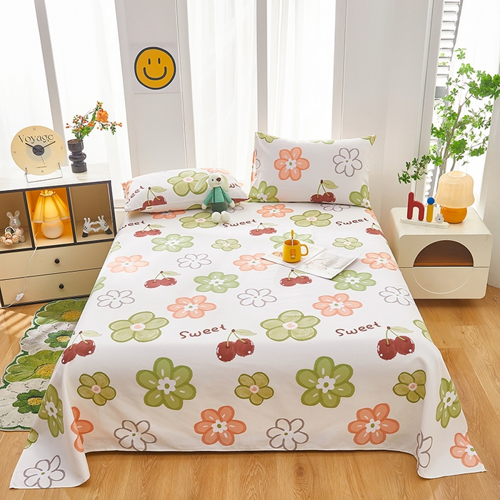 蕾诺家纺 2026新款老粗布加厚全包防滑床单可组合三件套 花汐