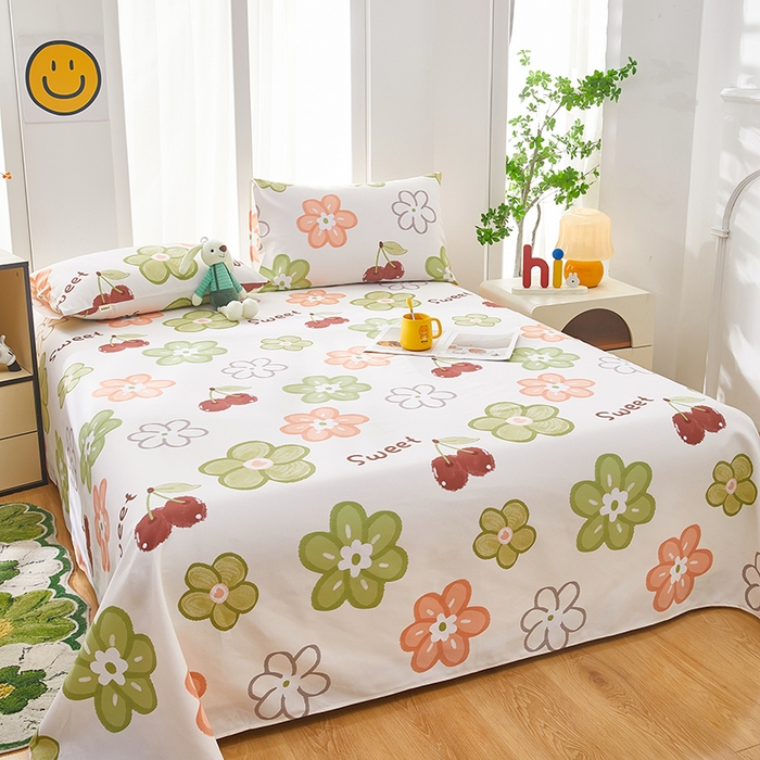 91家纺网 家纺一手货源 找家纺 蕾诺家纺 2026新款老粗布加厚全包防滑床单可组合三件套 花汐