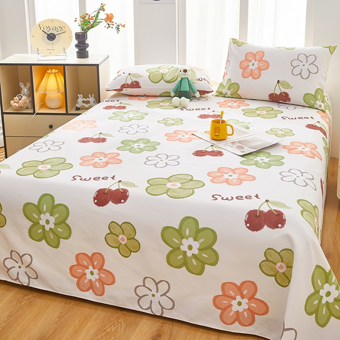 91家纺网 家纺一手货源 找家纺 蕾诺家纺 2026新款老粗布加厚全包防滑床单可组合三件套 花汐