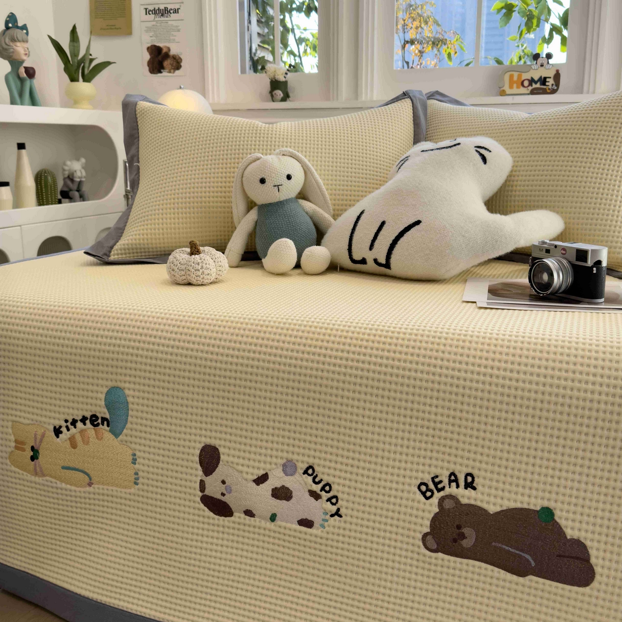 91家纺网 家纺一手货源 找家纺 孩子王家纺 2026春夏新款乙纶冰豆豆凉席凉感值过0.21冰丝席-华夫格绣花空调软席凉席席子 懒懒小憩 床单款