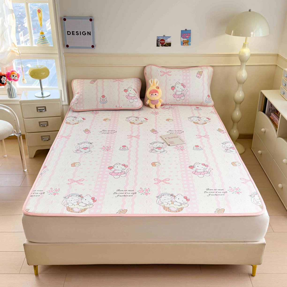 91家纺网 家纺一手货源 找家纺 孩子王家纺 2026春夏新款豆豆席卡通凉感值过0.21可机洗夏天学生宿舍单人空调软席凉席席子 摇篮梦 床单款