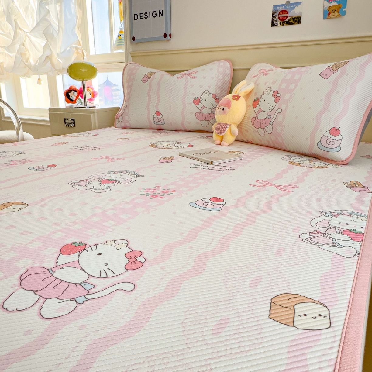 91家纺网 家纺一手货源 找家纺 孩子王家纺 2026春夏新款豆豆席卡通凉感值过0.21可机洗夏天学生宿舍单人空调软席凉席席子 摇篮梦 床单款