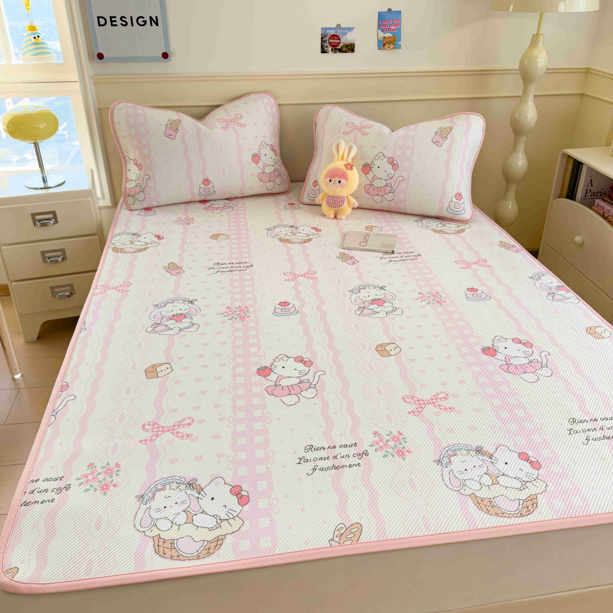 91家纺网 家纺一手货源 找家纺 孩子王家纺 2026春夏新款豆豆席卡通凉感值过0.21可机洗夏天学生宿舍单人空调软席凉席席子 摇篮梦 床单款