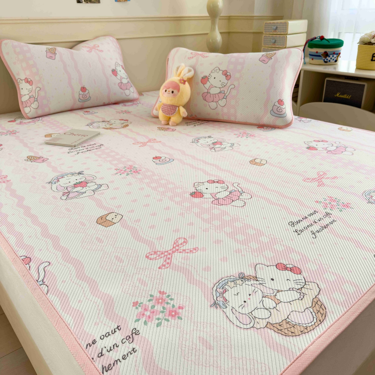 91家纺网 家纺一手货源 找家纺 孩子王家纺 2026春夏新款豆豆席卡通凉感值过0.21可机洗夏天学生宿舍单人空调软席凉席席子 摇篮梦 床单款