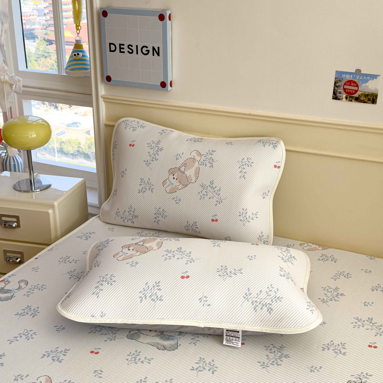 91家纺网 家纺一手货源 找家纺 孩子王家纺 2026春夏新款豆豆席卡通凉感值过0.21可机洗夏天学生宿舍单人空调软席凉席席子 樱桃泡泡狗 床单款