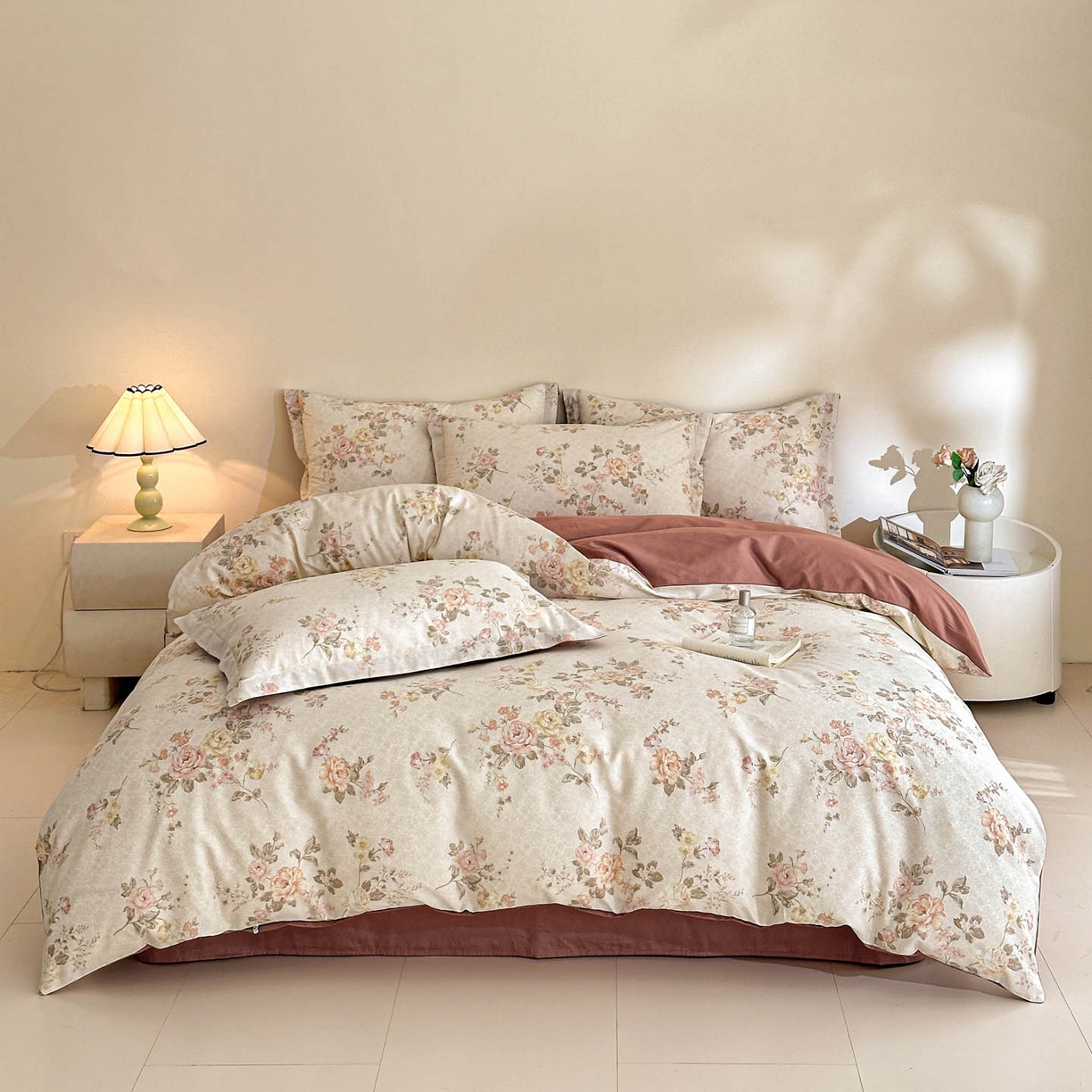 91家纺网 家纺一手货源 找家纺 涵宸家纺 2026新款全棉印花花卉四件套 常春花