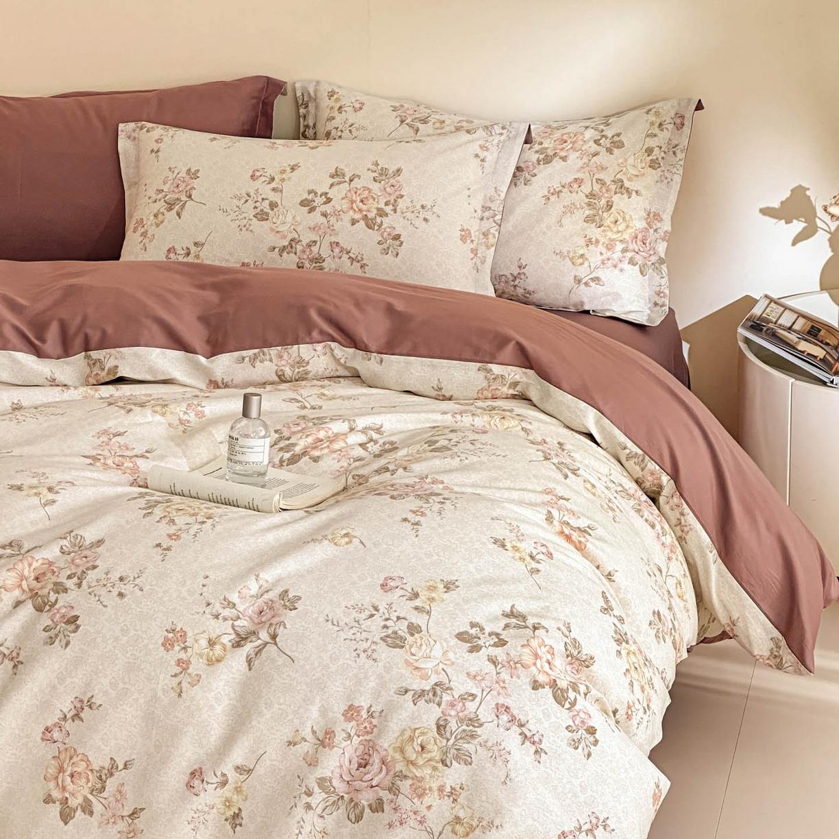 91家纺网 家纺一手货源 找家纺 涵宸家纺 2026新款全棉印花花卉四件套 常春花