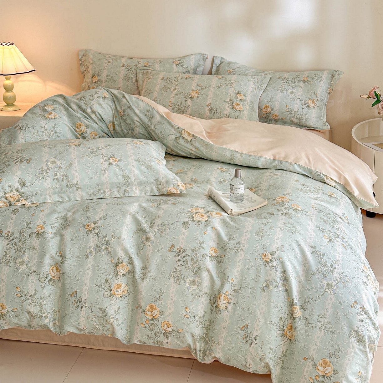 涵宸家纺 2026新款全棉印花花卉四件套 春江雾花