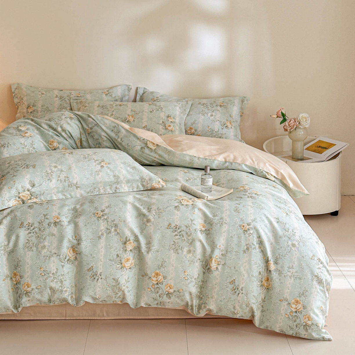 91家纺网 家纺一手货源 找家纺 涵宸家纺 2026新款全棉印花花卉四件套 春江雾花