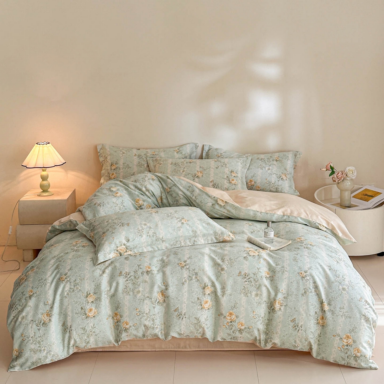 91家纺网 家纺一手货源 找家纺 涵宸家纺 2026新款全棉印花花卉四件套 春江雾花