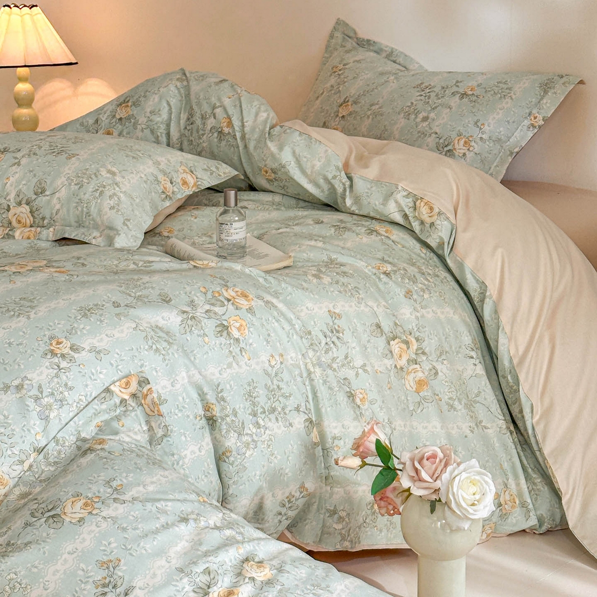 91家纺网 家纺一手货源 找家纺 涵宸家纺 2026新款全棉印花花卉四件套 春江雾花