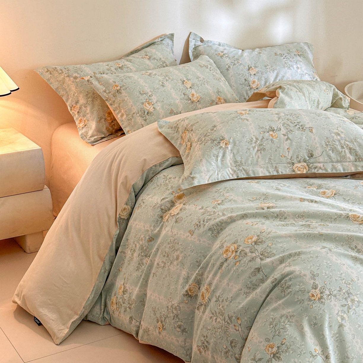 91家纺网 家纺一手货源 找家纺 涵宸家纺 2026新款全棉印花花卉四件套 春江雾花