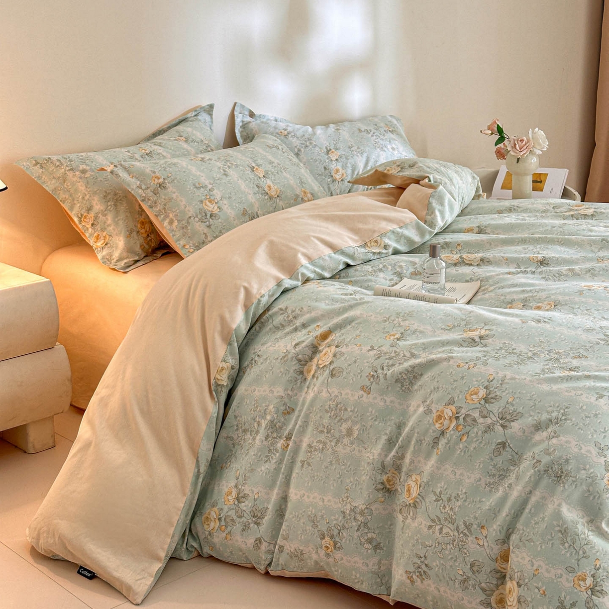 91家纺网 家纺一手货源 找家纺 涵宸家纺 2026新款全棉印花花卉四件套 春江雾花