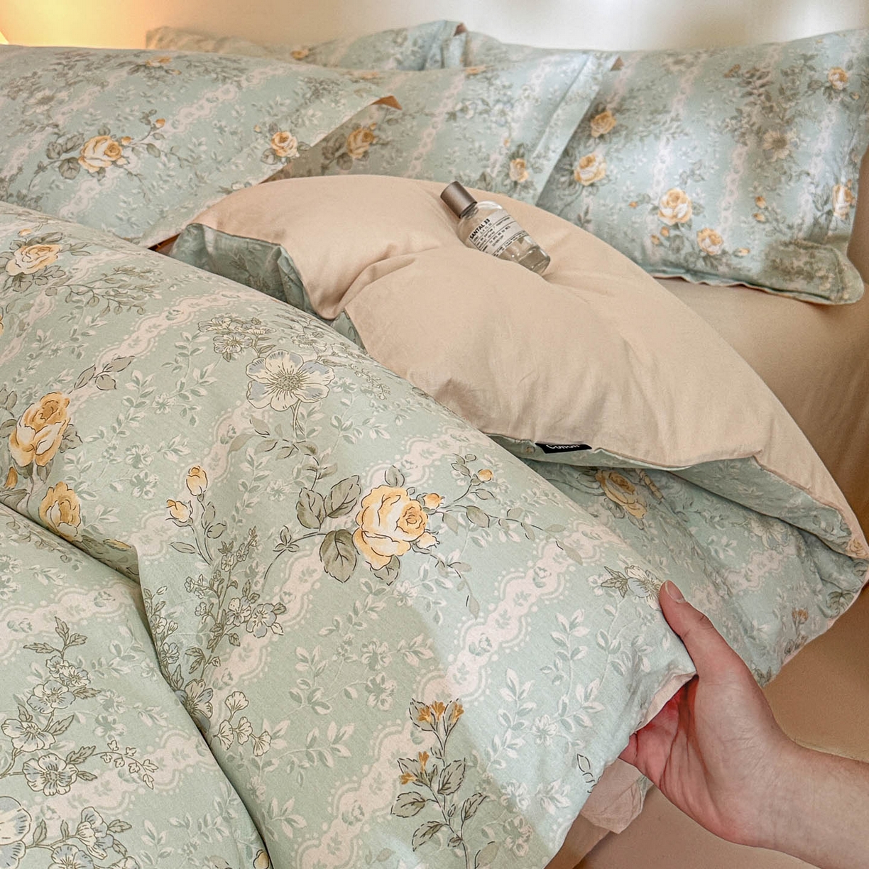 91家纺网 家纺一手货源 找家纺 涵宸家纺 2026新款全棉印花花卉四件套 春江雾花