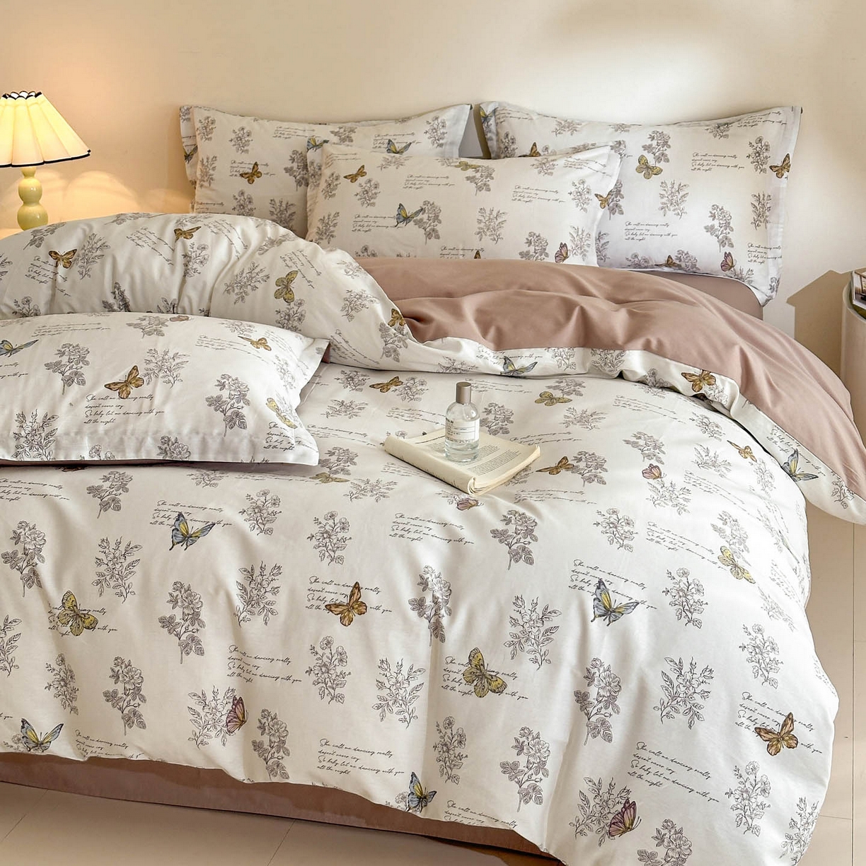 涵宸家纺 2026新款全棉印花花卉四件套 蝶漫