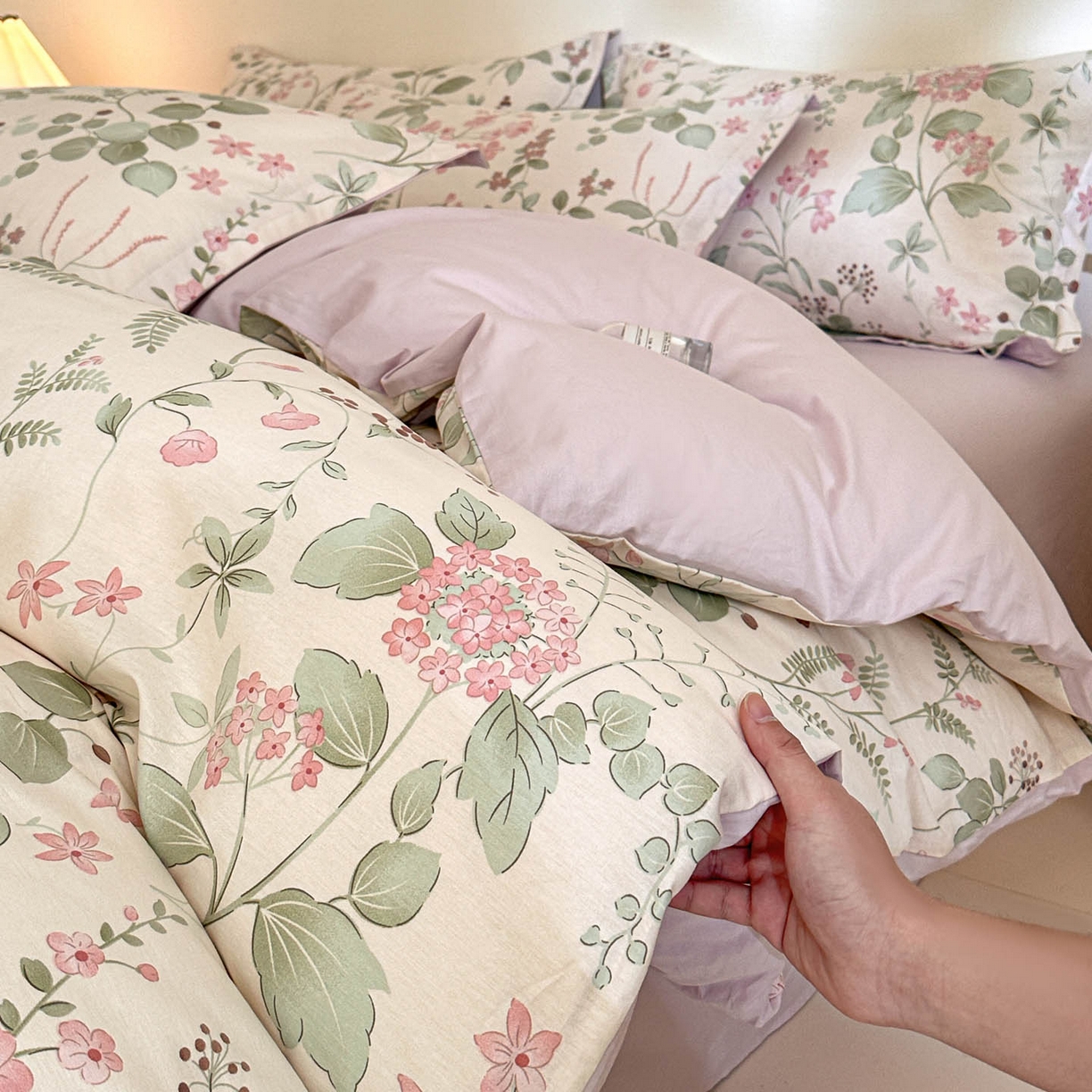 91家纺网 家纺一手货源 找家纺 涵宸家纺 2026新款全棉印花花卉四件套 花春城