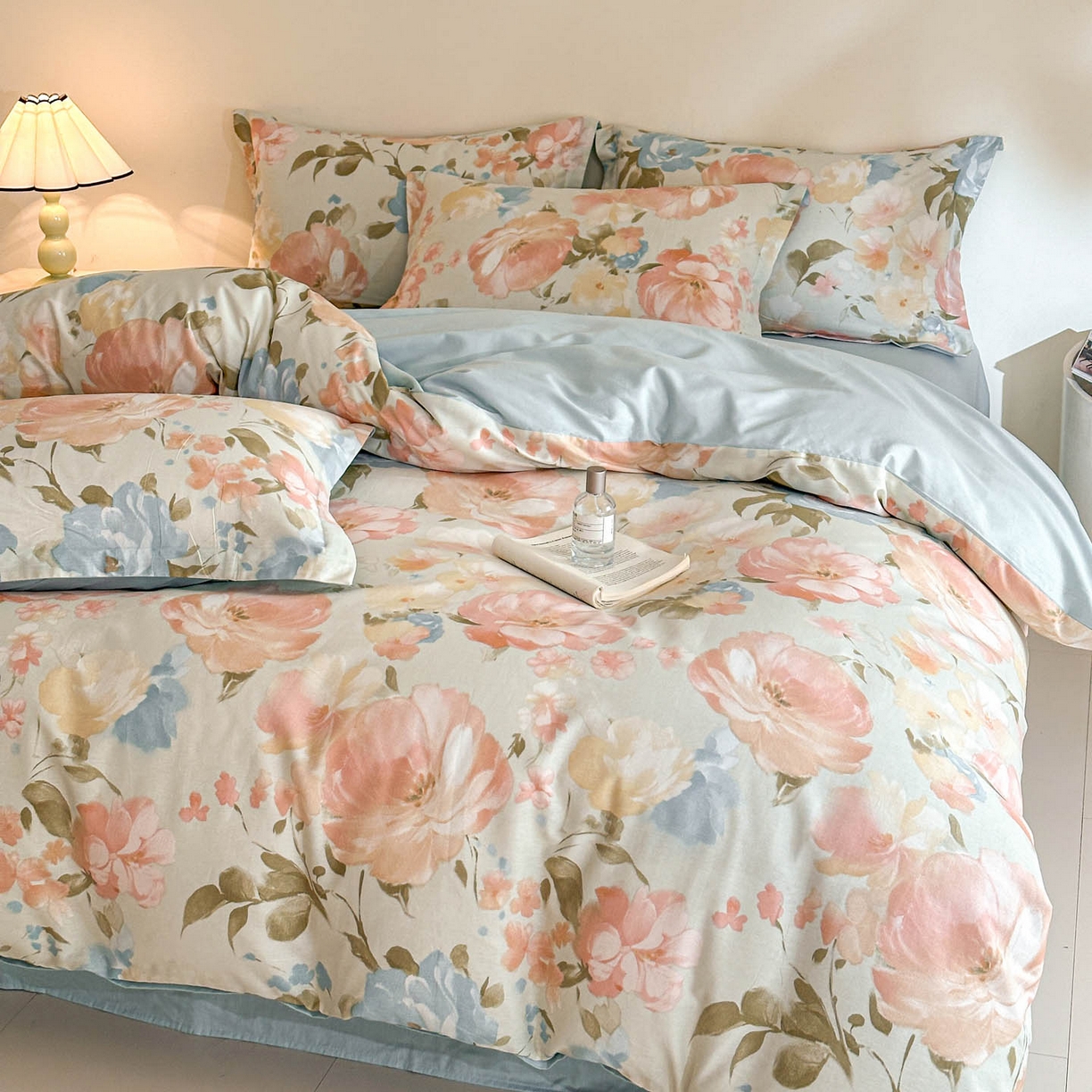 涵宸家纺 2026新款全棉印花花卉四件套 花绿