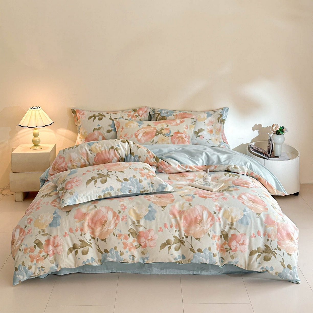 91家纺网 家纺一手货源 找家纺 涵宸家纺 2026新款全棉印花花卉四件套 花绿