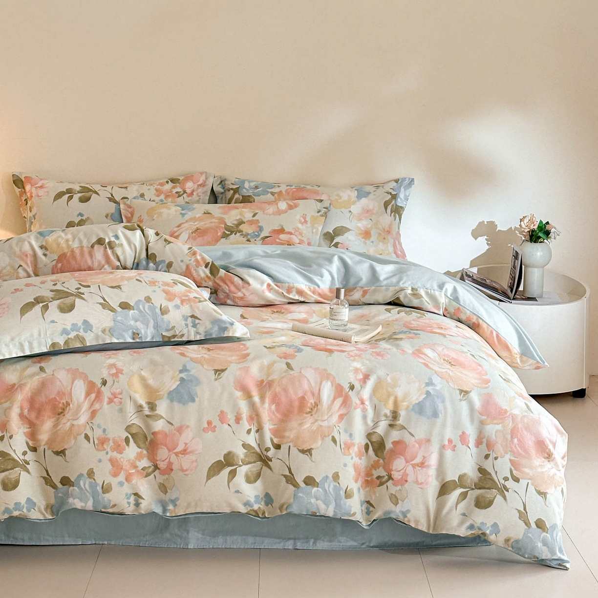 91家纺网 家纺一手货源 找家纺 涵宸家纺 2026新款全棉印花花卉四件套 花绿