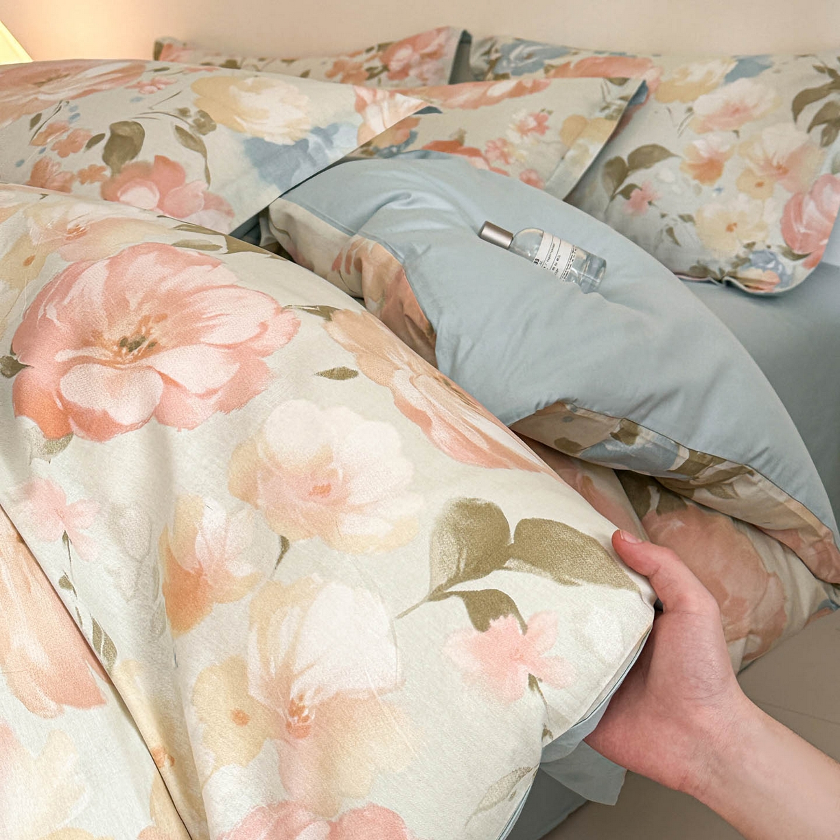 91家纺网 家纺一手货源 找家纺 涵宸家纺 2026新款全棉印花花卉四件套 花绿