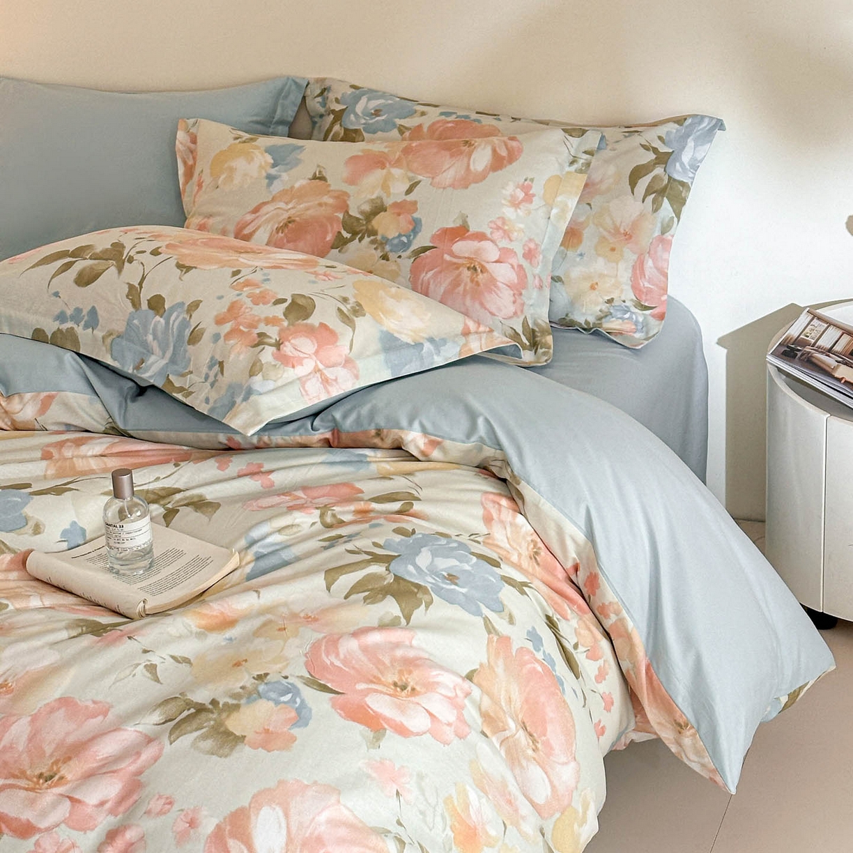 91家纺网 家纺一手货源 找家纺 涵宸家纺 2026新款全棉印花花卉四件套 花绿