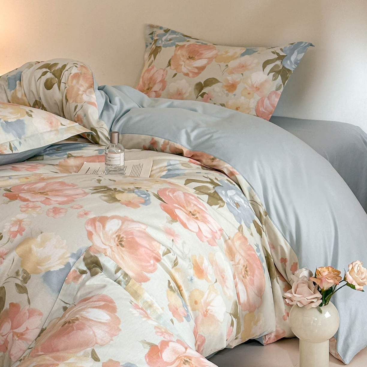 91家纺网 家纺一手货源 找家纺 涵宸家纺 2026新款全棉印花花卉四件套 花绿