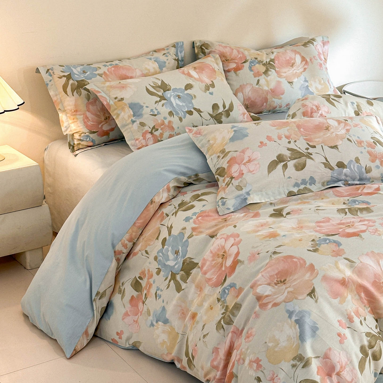 91家纺网 家纺一手货源 找家纺 涵宸家纺 2026新款全棉印花花卉四件套 花绿