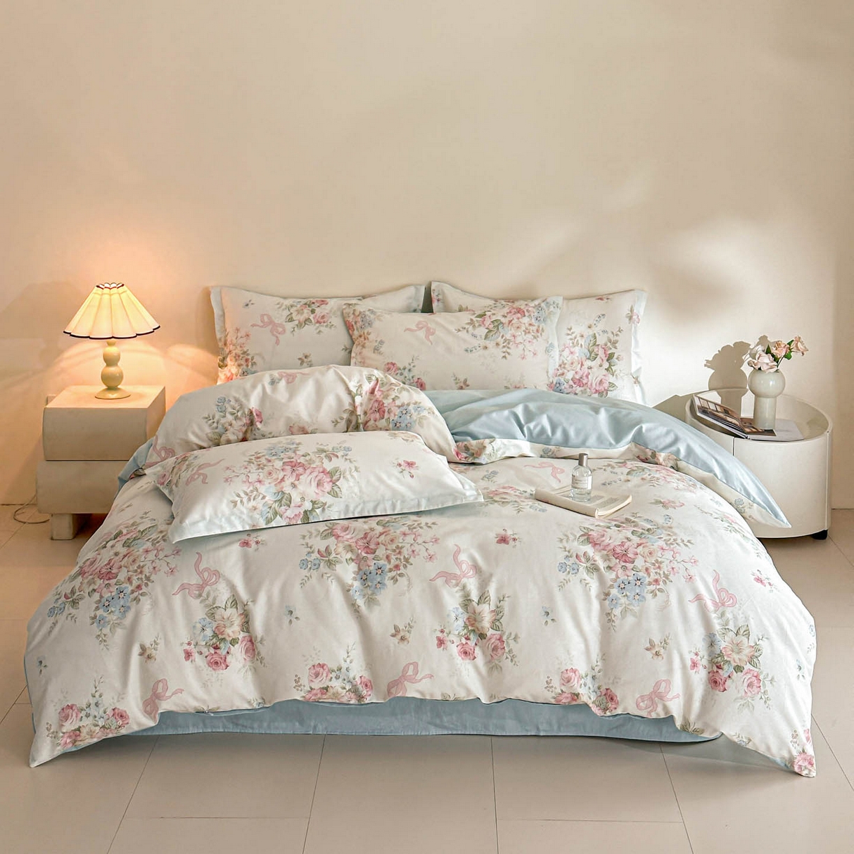 91家纺网 家纺一手货源 找家纺 涵宸家纺 2026新款全棉印花花卉四件套 花田洛