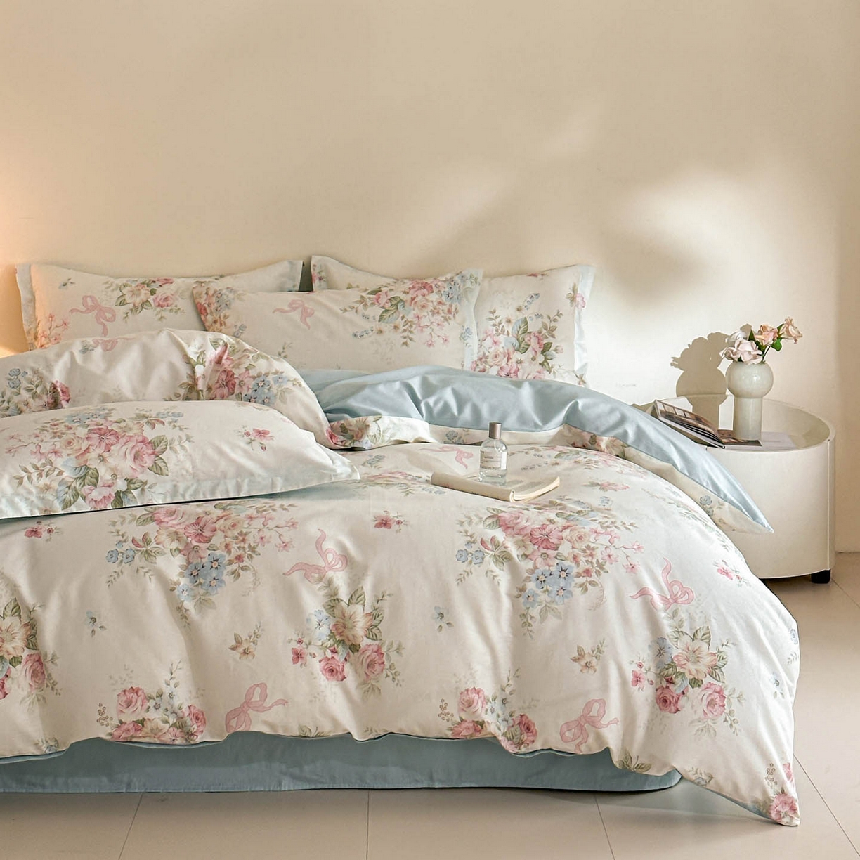 91家纺网 家纺一手货源 找家纺 涵宸家纺 2026新款全棉印花花卉四件套 花田洛