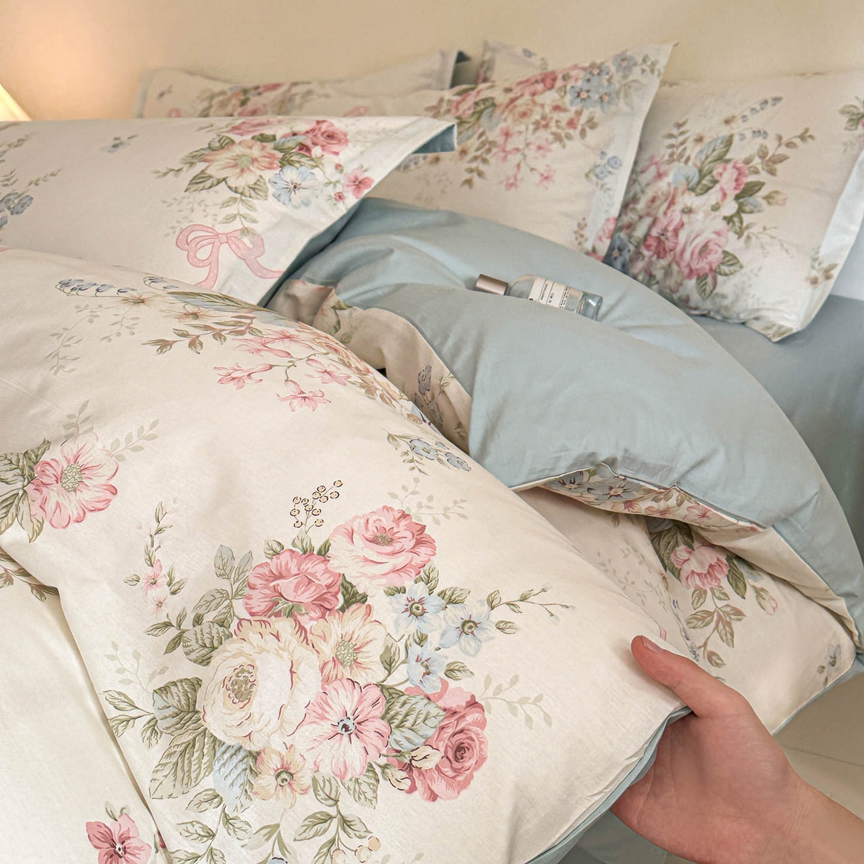 91家纺网 家纺一手货源 找家纺 涵宸家纺 2026新款全棉印花花卉四件套 花田洛