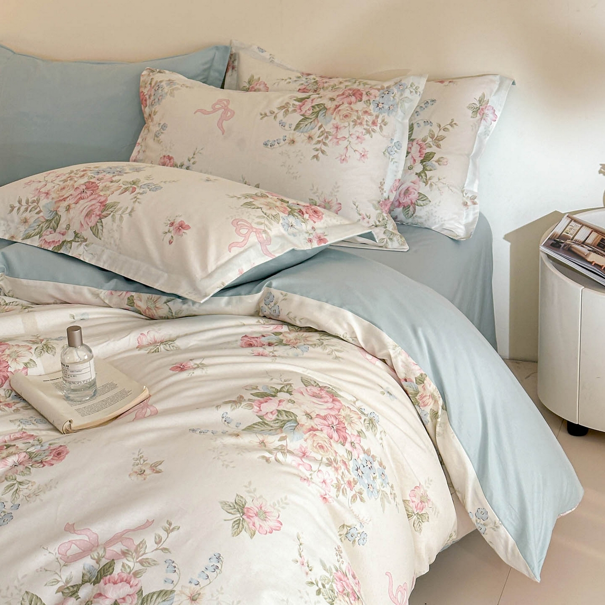 91家纺网 家纺一手货源 找家纺 涵宸家纺 2026新款全棉印花花卉四件套 花田洛