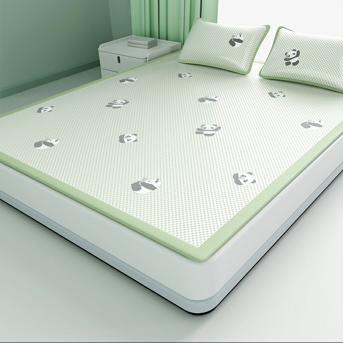 91家纺网 家纺一手货源 找家纺 步步高席业 2026新款熊猫小冰熊冰豆豆席凉席 小熊猫