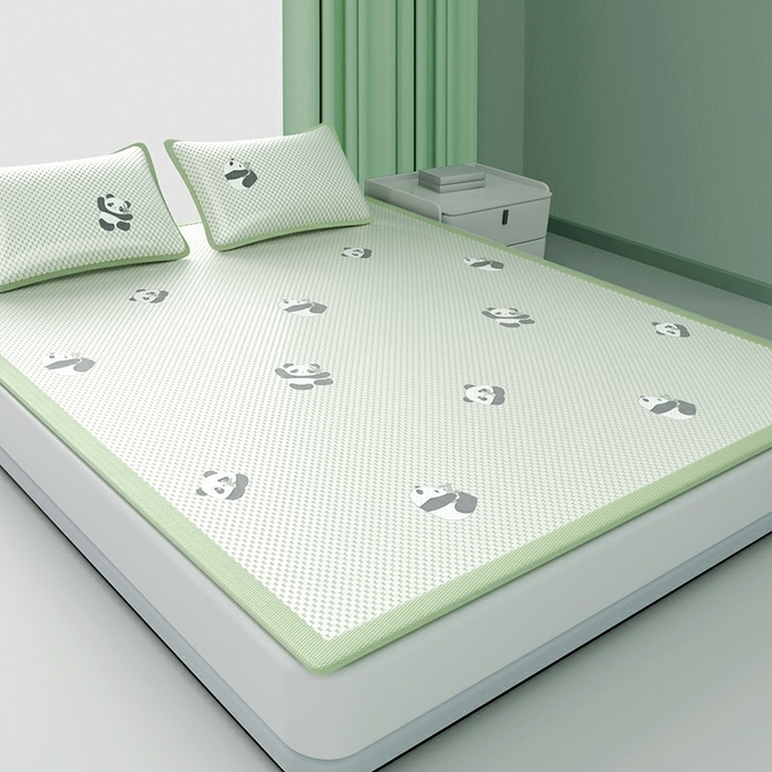 91家纺网 家纺一手货源 找家纺 步步高席业 2026新款熊猫小冰熊冰豆豆席凉席 小熊猫