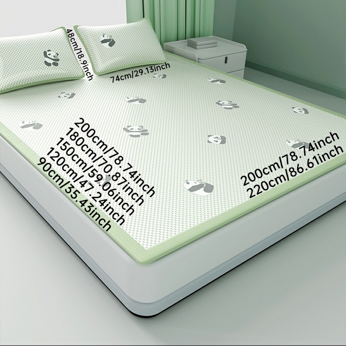 91家纺网 家纺一手货源 找家纺 步步高席业 2026新款熊猫小冰熊冰豆豆席凉席 小熊猫