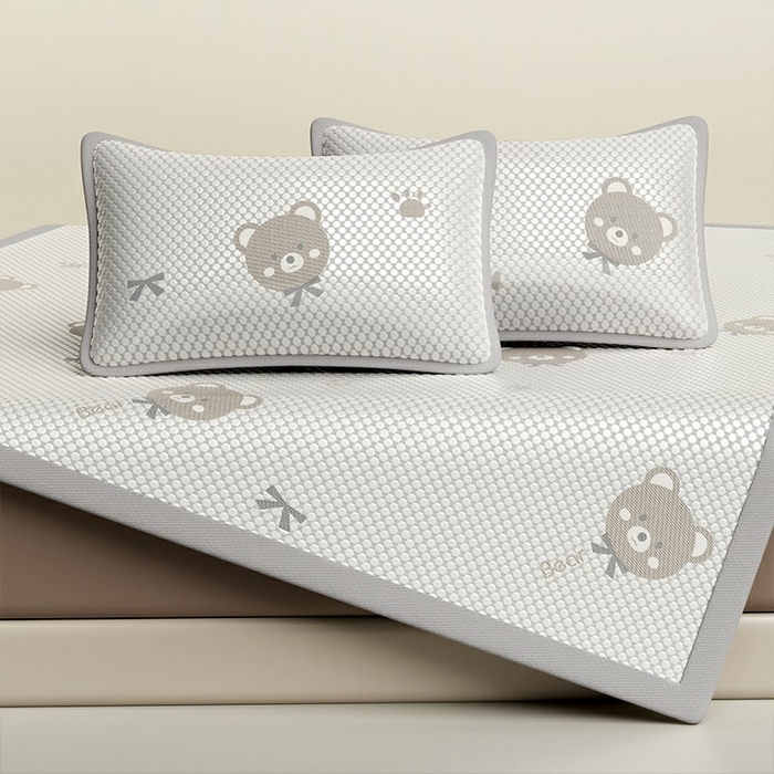 91家纺网 家纺一手货源 找家纺 步步高席业 2026新款熊猫小冰熊冰豆豆席凉席 小熊