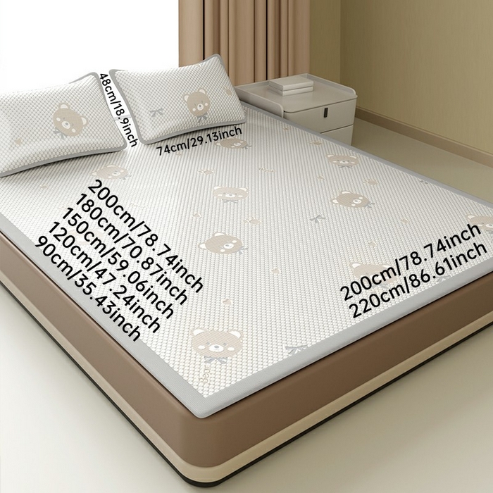 91家纺网 家纺一手货源 找家纺 步步高席业 2026新款熊猫小冰熊冰豆豆席凉席 小熊