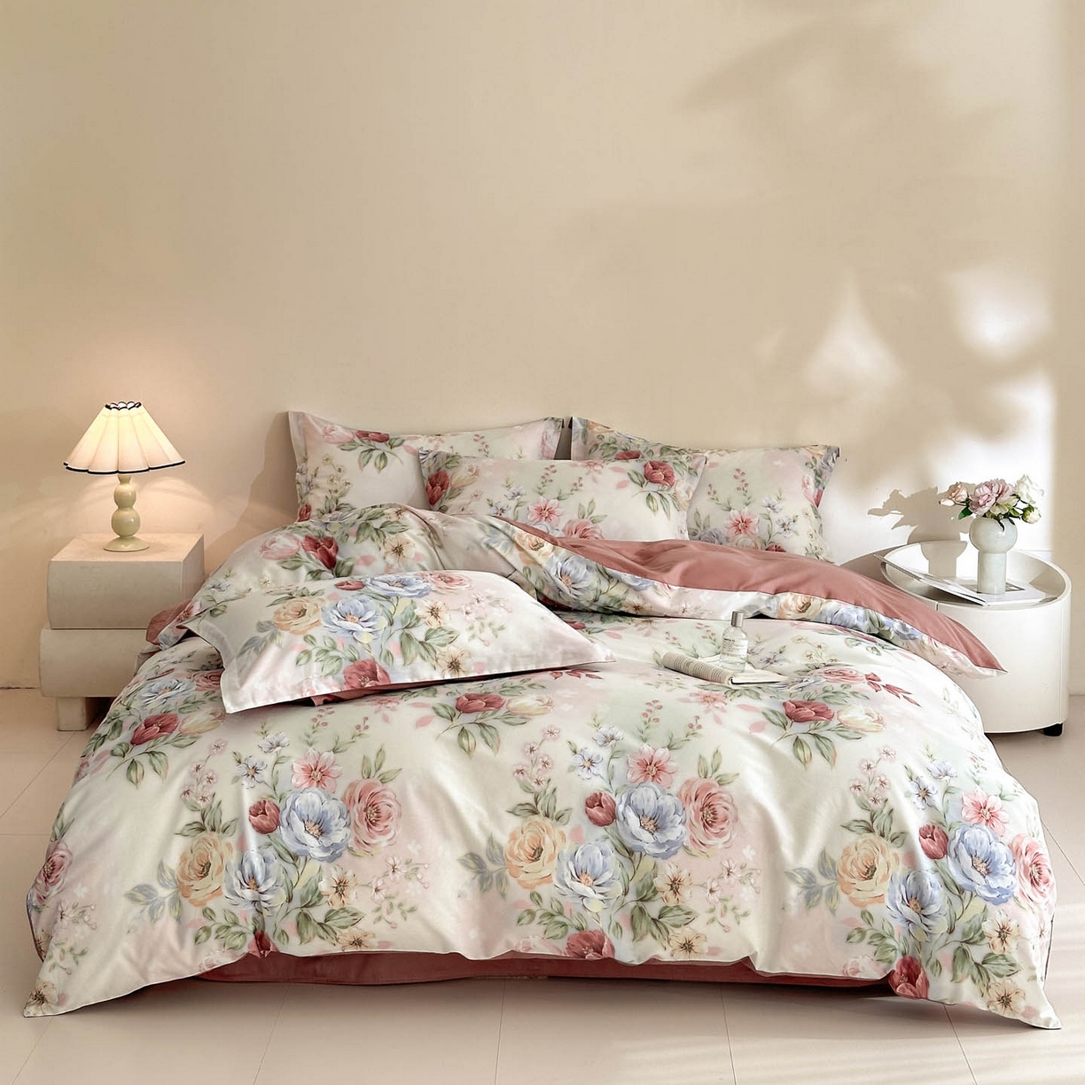 91家纺网 家纺一手货源 找家纺 涵宸家纺 2026新款全棉印花花卉四件套 花影绮梦