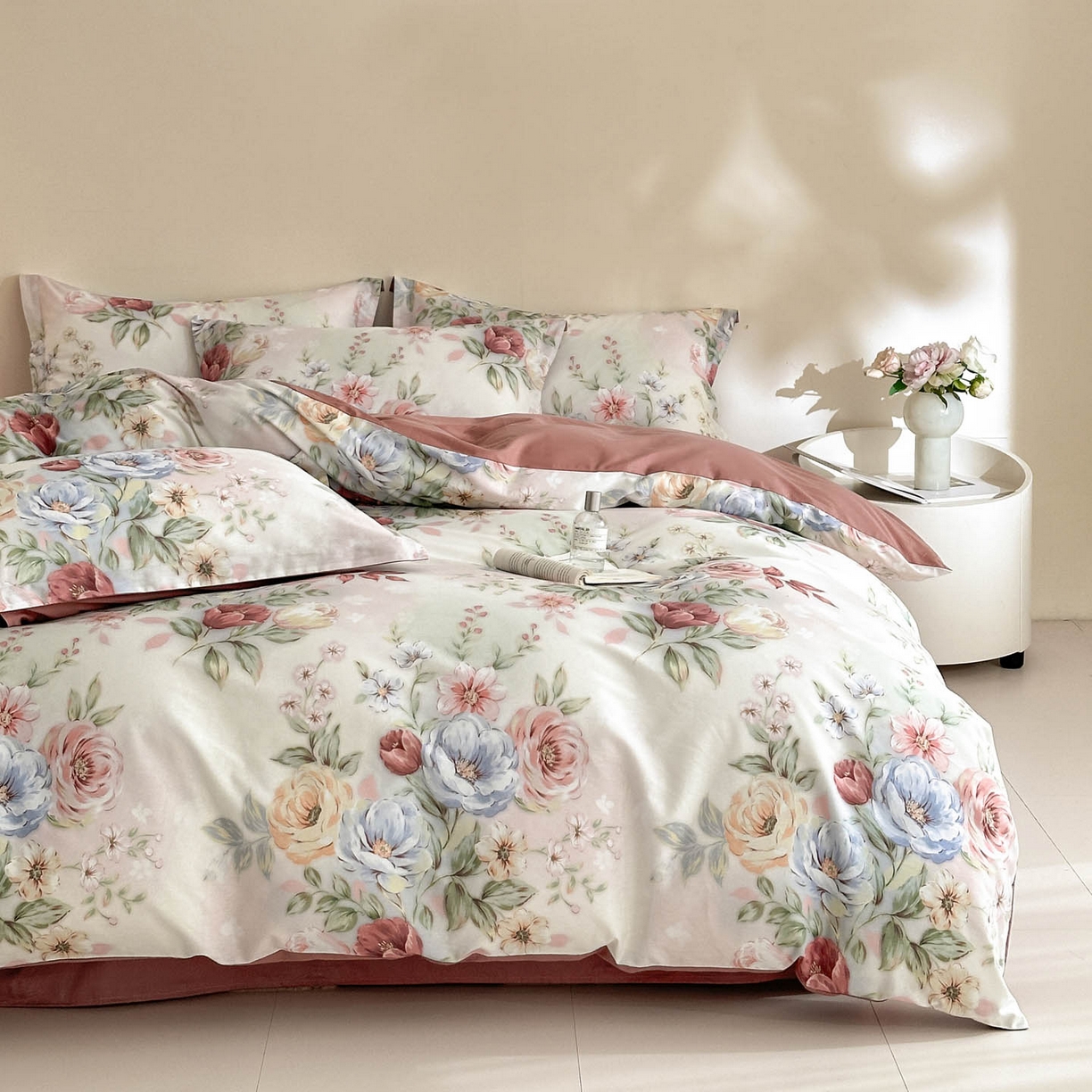 91家纺网 家纺一手货源 找家纺 涵宸家纺 2026新款全棉印花花卉四件套 花影绮梦