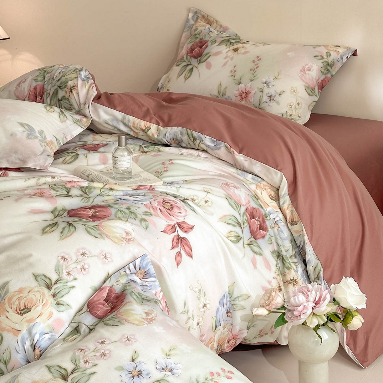 91家纺网 家纺一手货源 找家纺 涵宸家纺 2026新款全棉印花花卉四件套 花影绮梦